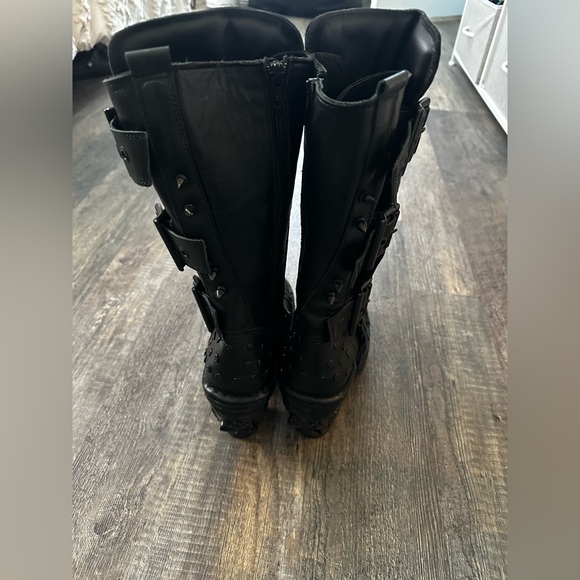 New rock black Italian leather Metallic studded boot - size 39 (US 8) worn once - Picture 14 of 16